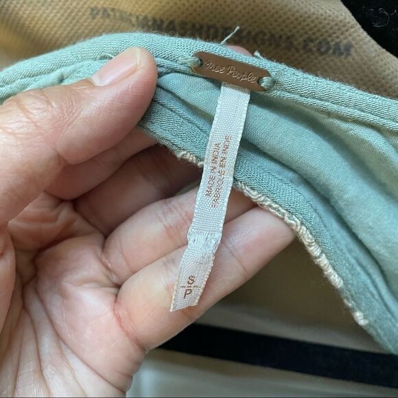 FREE PEOPLE Emma's Embroidered Dress in Misty Green Back Cut Out Detail SZ SP - Picture 10 of 12